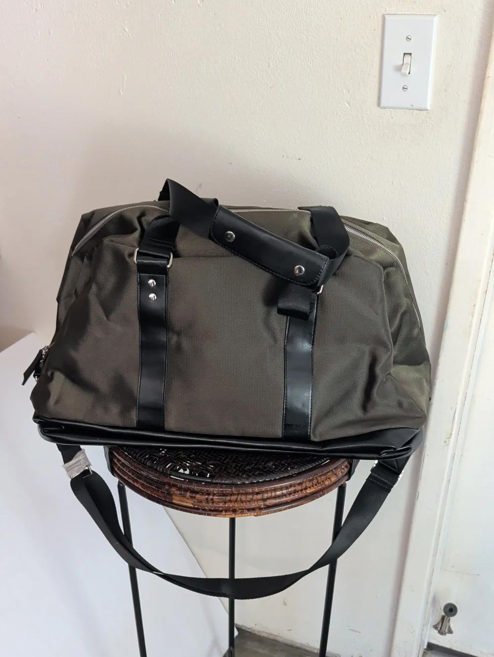 Versace Parfums Green Nylon Weekender  Duffle Travel Bag